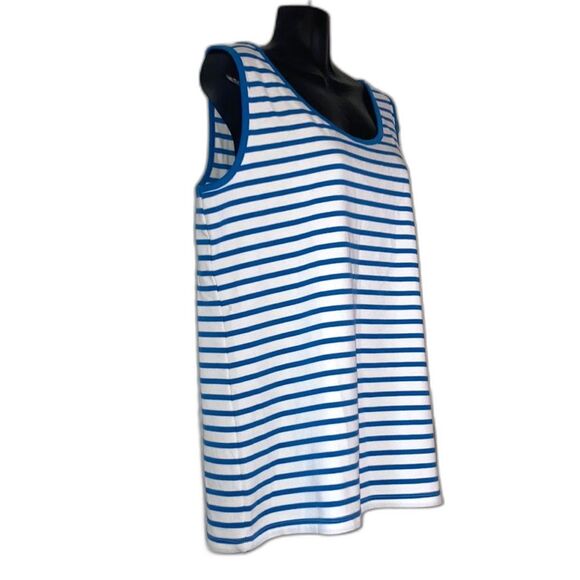 LANDS END Tank Top Nautical Cotton Blue White Stripes Womens Plus Size XL - Picture 3 of 11